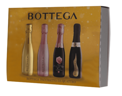 Estuche de Vino Prosecco Bottega 4 Pibas de 200ML